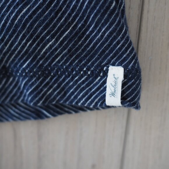 Vintage Woolrich Extra Large Drawstring Waist Navy Striped Dress 100% Cotton - Picture 10 of 13